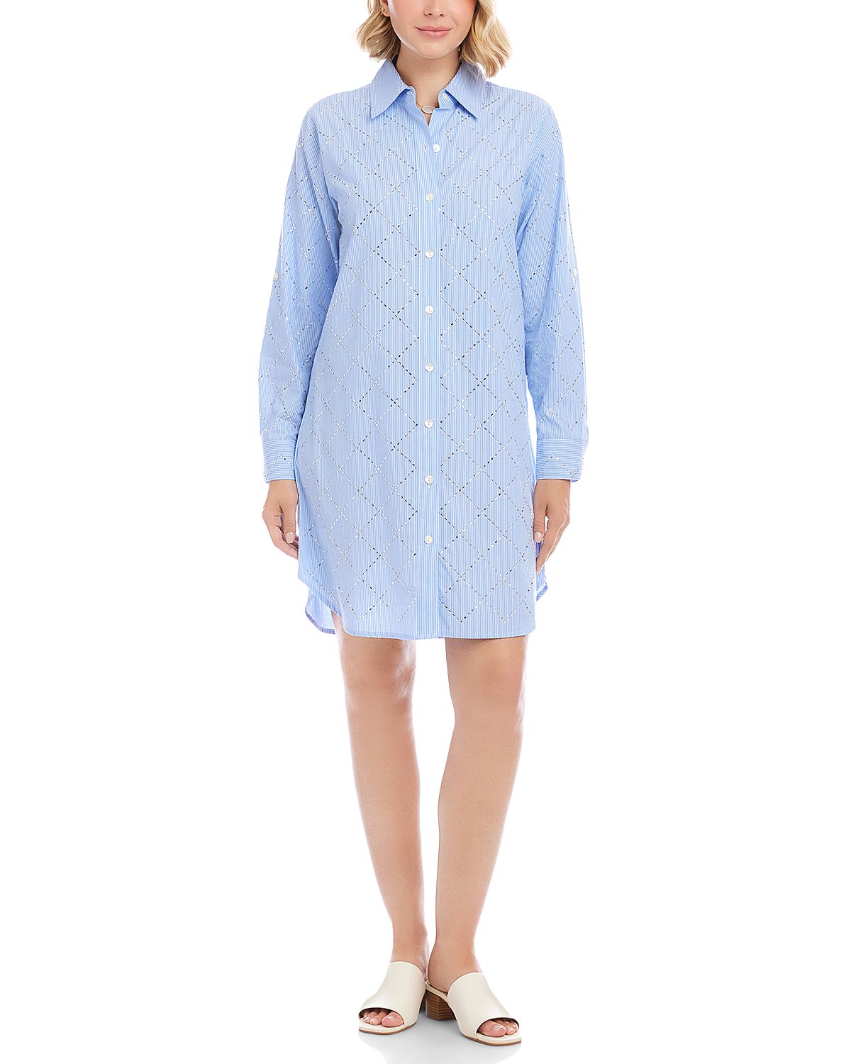 Karen Kane Roll Tab Embellished Shirt Dress