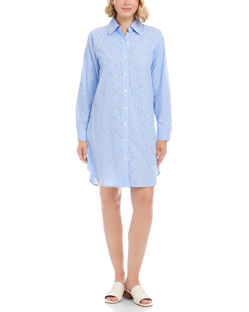 Karen Kane Roll Tab Embellished Shirt Dress