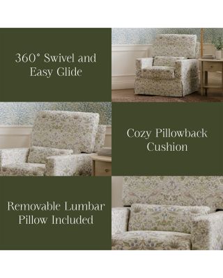 Crawford Pillowback Comfort Swivel Glider in Gingham