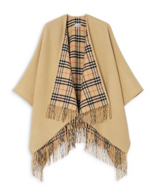 Reversible Check Wool Cape 