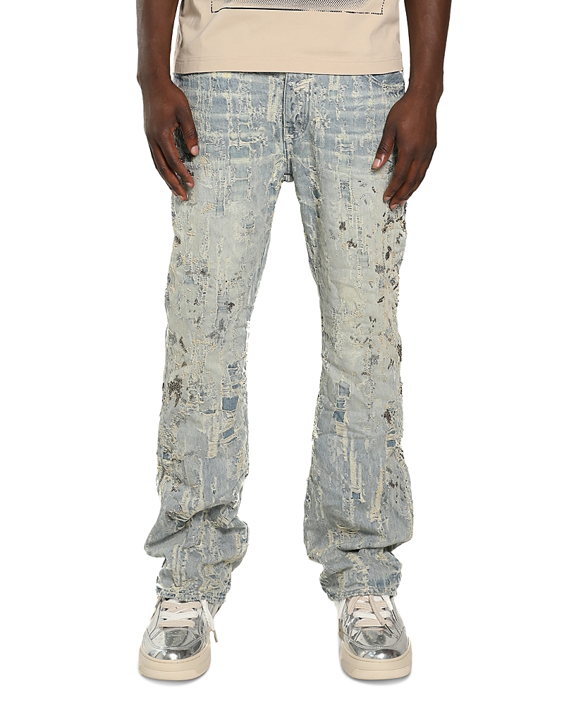 Purple Brand Bootcut Bead Destroy Jeans in Light Indigo