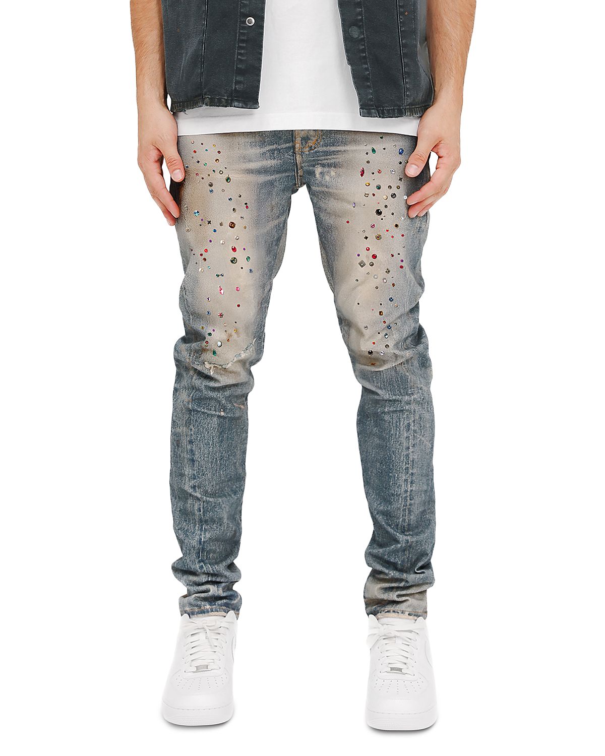 Purple Brand Skinny Jewel Print Jeans