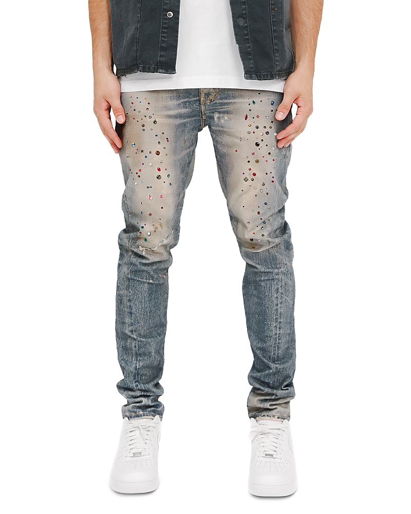 Purple Brand Skinny Jewel Print Jeans in Light Indigo