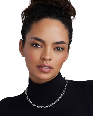 Sterling Silver Signature Caviar Petite Link Necklace, 18"