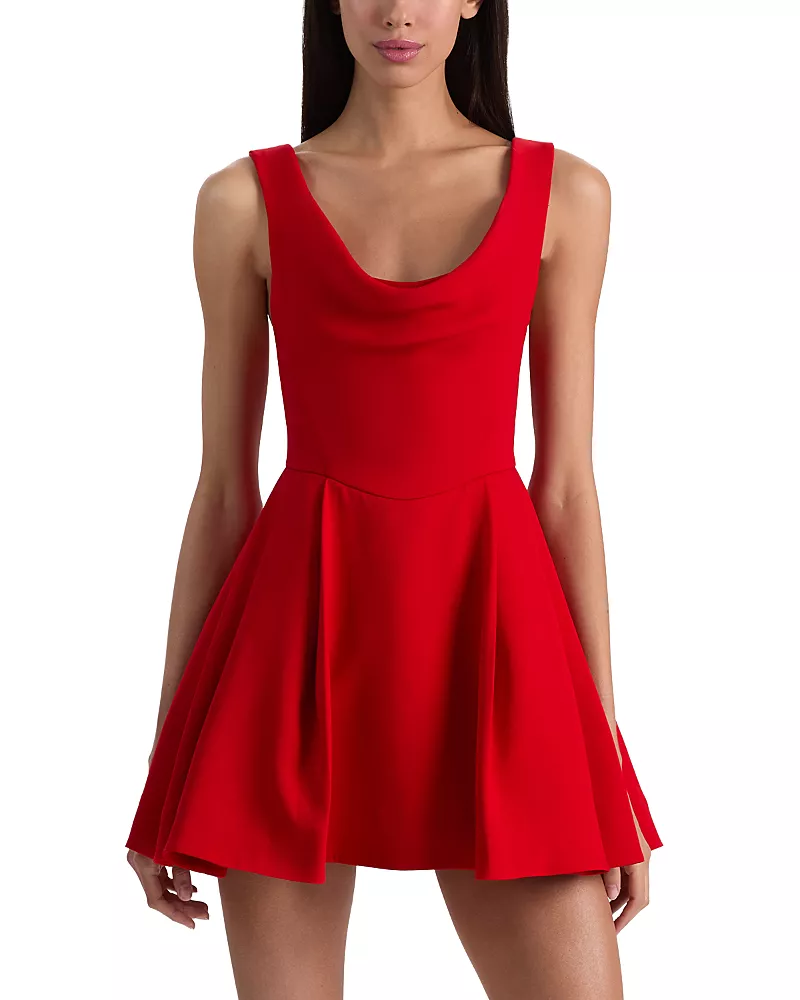Alice and Olivia Estrella Drape Flare Dress