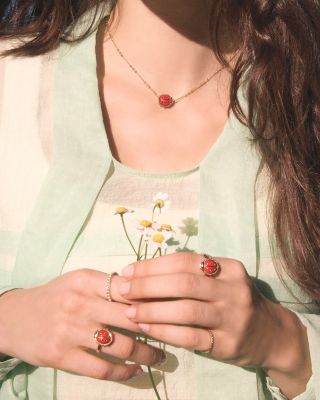 Ladybug Short Pendant Necklace, 16"