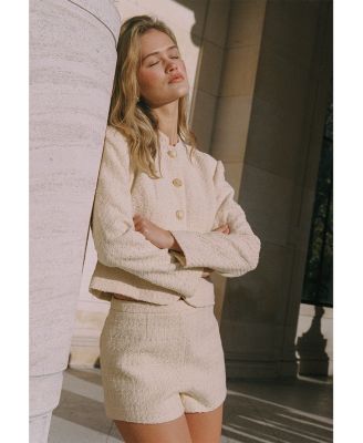 Structured Tweed Curved Shorts