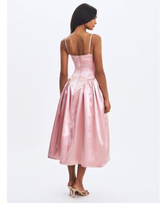  Tullia Satin Ruched Midi Dress