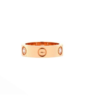  Love 3 Diamonds Band Ring 18K Rose Gold with Diamonds