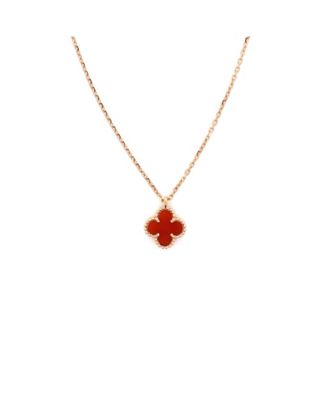  Sweet Alhambra Pendant Necklace 18K Rose Gold and Carnelian, 15.5"