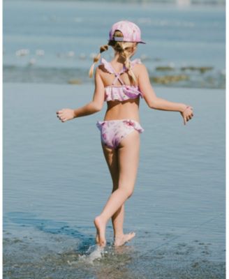 Girls' Two-Piece Ruffle Flared Flower Swimsuit - Big Kid