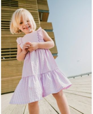  Girls' Sleeveless Flutter Ruffles Striped Dress - Baby