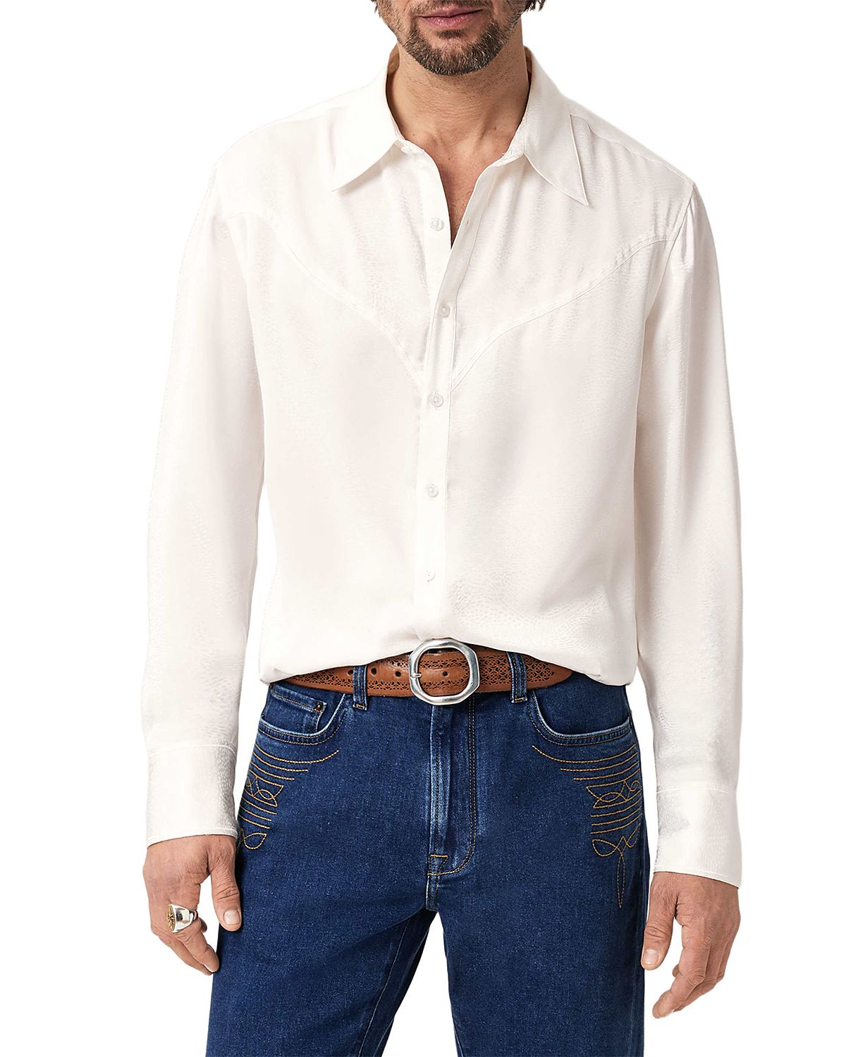 John Varvatos Tom Petty Leopard Jacquard Shirt