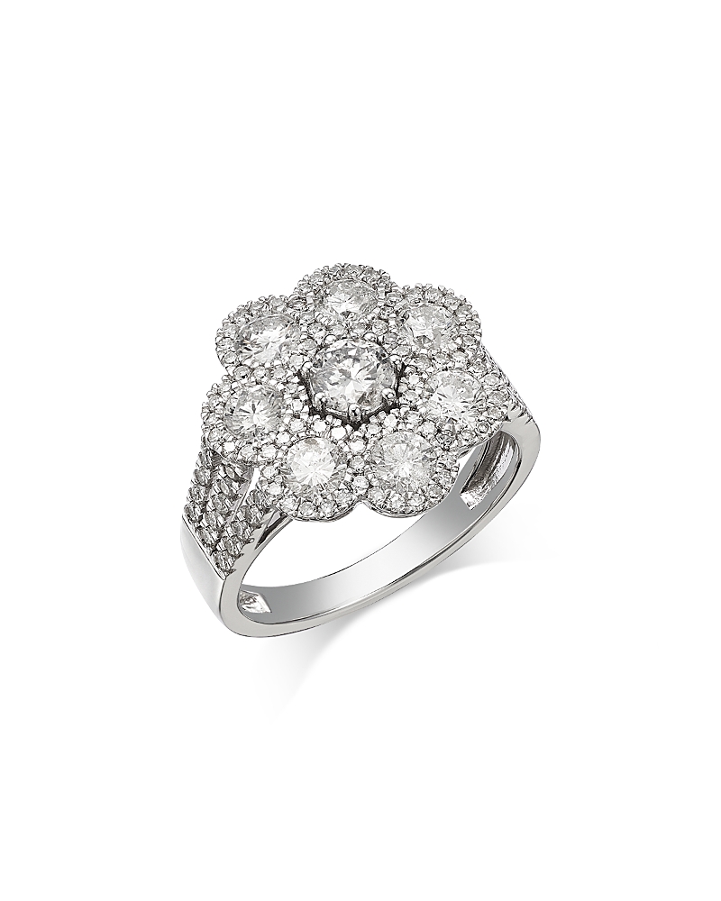 Bloomingdale's Fine Collection Diamond Cluster Flower Ring in 14K White Gold, 2.0 tcw