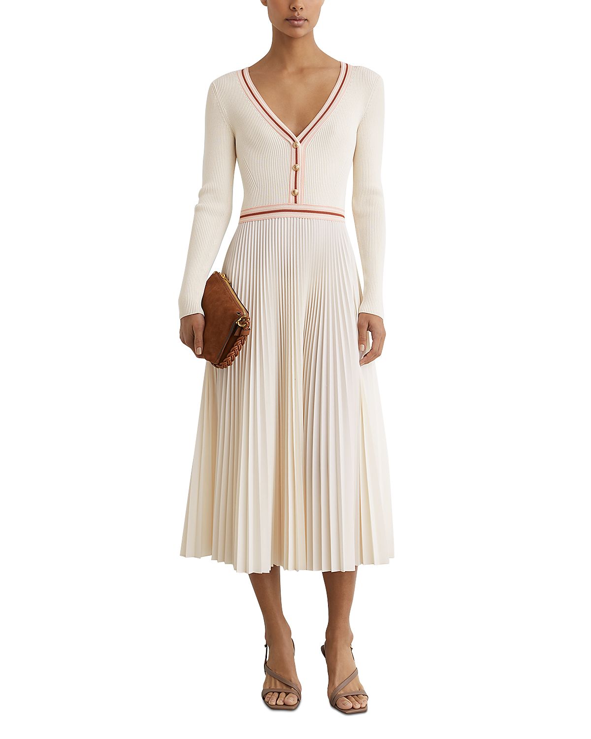 Reiss Gaia Knit Woven Mix Dress
