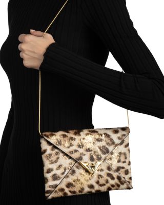 Leopard Print Calf Hair Envelope Clutch