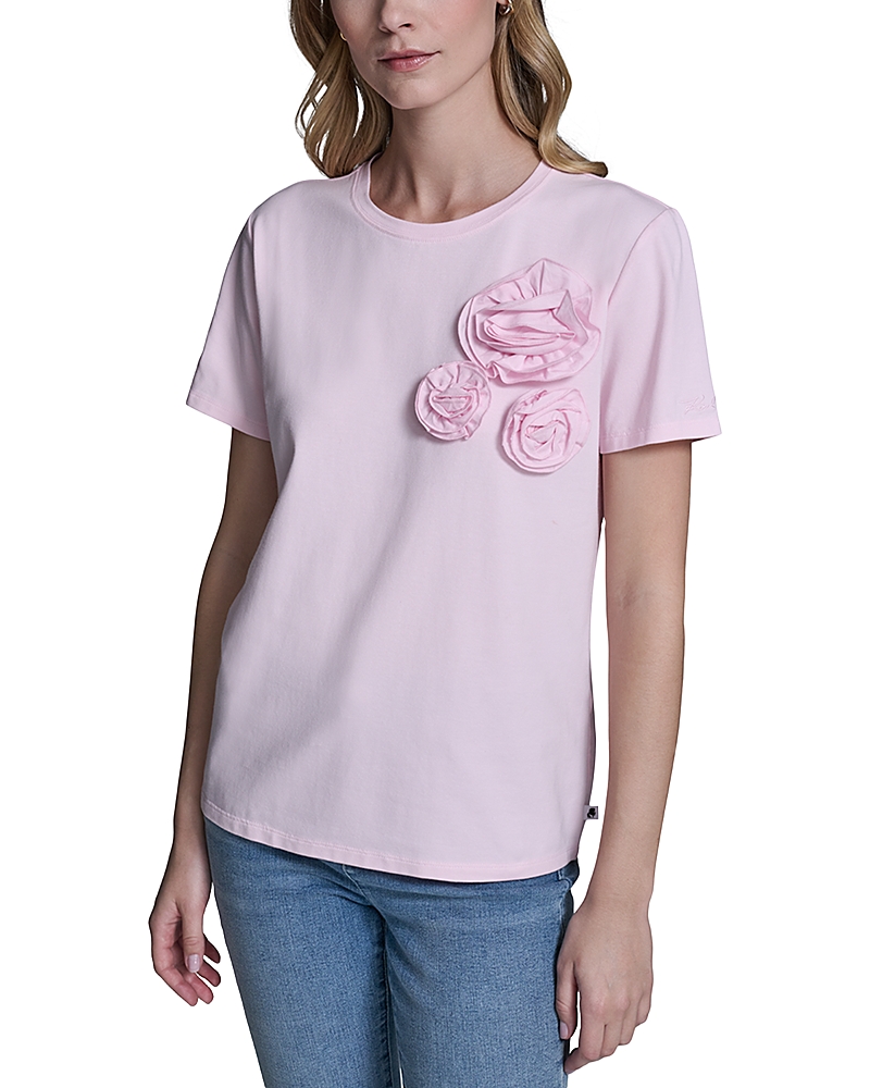 Karl Lagerfeld Rose Trim Knit Top In Multi