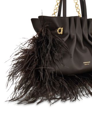 Soft Small Leather & Feather Bag