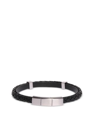 Jan Leslie Double Steel Woven Leather Bracelet