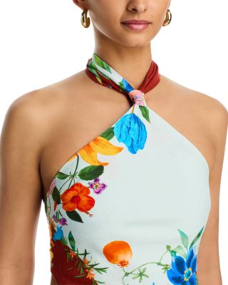 Floral Scarf Halter Top & Mini Skirt Set - Exclusive