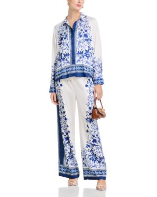 Floral Print Wide Leg Pants - Exclusive