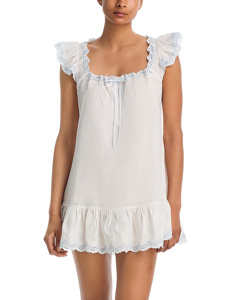 Aqua Voile Flutter Sleeved Mini Nightgown - Exclusive