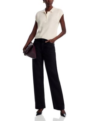 Knit Cap Sleeve Polo Top