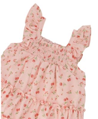  Girls' Multi-Tiered Printed Flowers Dress with Smocking - Baby