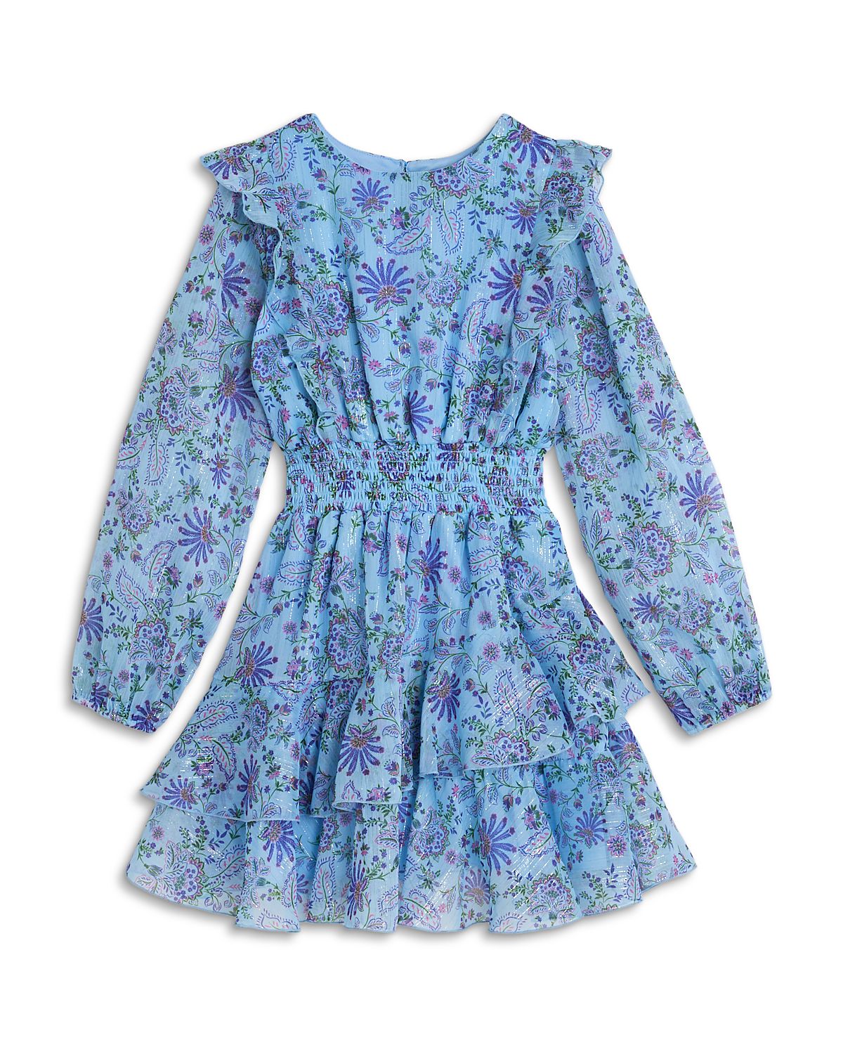 Aqua Girls' Long Sleeved Ruffled Mini Dress, Little Kid, Big Kid - Exclusive