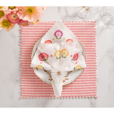 Carnation Napkin in White, Pink & Orange