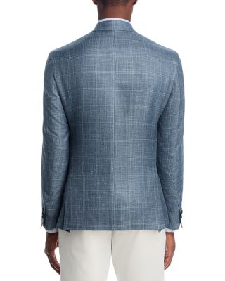 Loro Piana Fabric Wool, Silk, & Linen Windowpane Unstructured Regular Fit Sport Coat - Exclusive