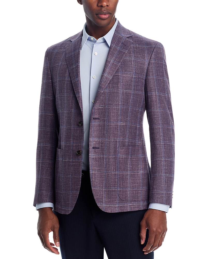 The Men's Store at Bloomingdale's Loro Piana Fabric Wool, Silk, & Linen Windowpane Unstructured Regular Fit Sport Coat - Exclusive