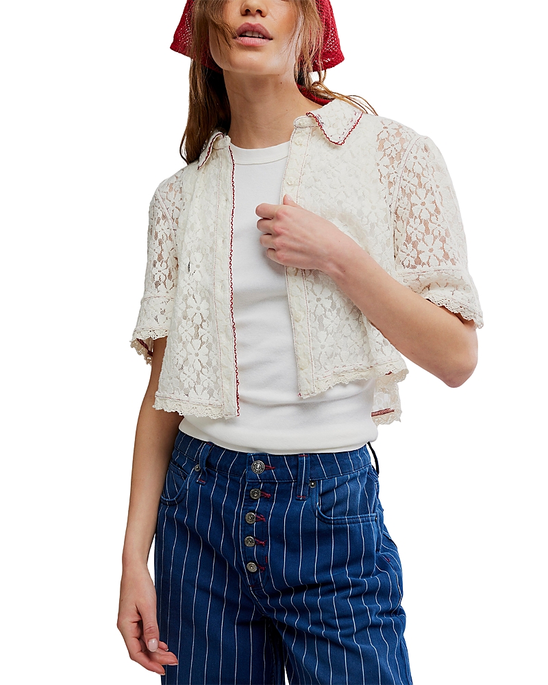 Free People Mannie Lace Button Down Shirt