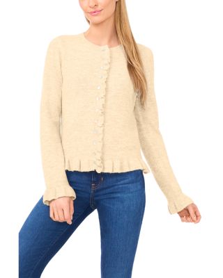 Ruffle Edge Long Sleeve Cardigan Sweater