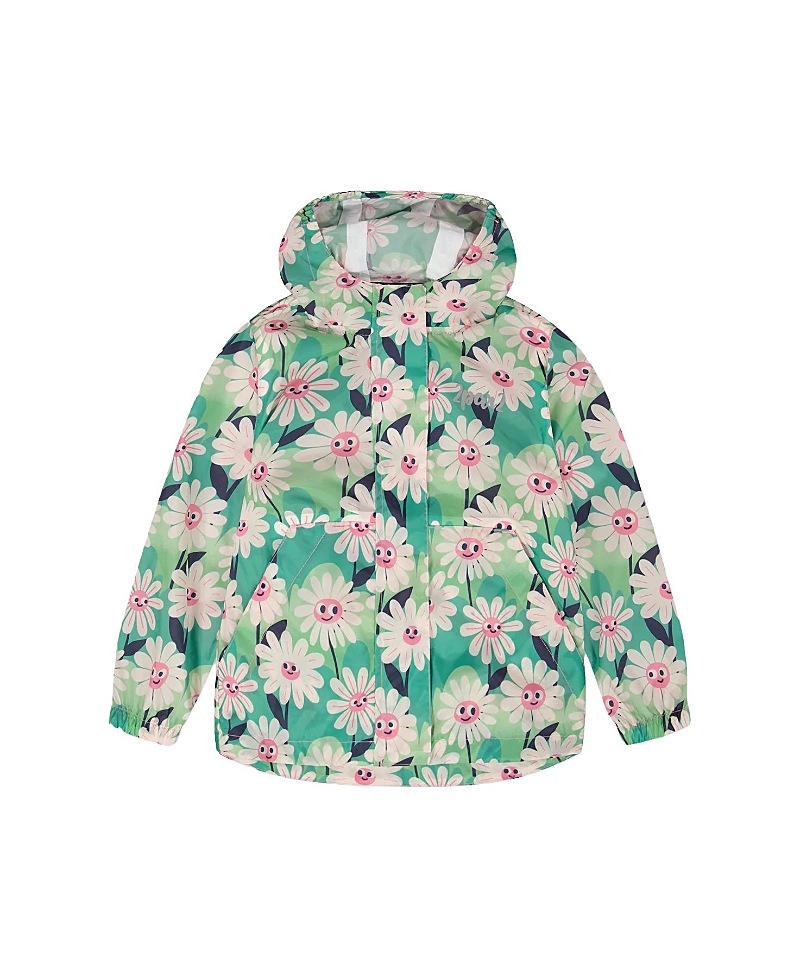 Deux par Deux Girls' Packable Smiling Flower Windbreaker - Little Kid