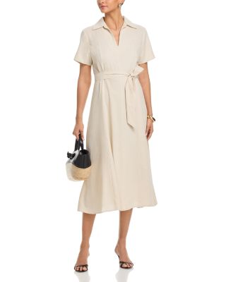 Belted Short Sleeve Midi Dress