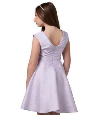  Textured Girls' Cap Sleeve Dress in Longer Length - Big Kid