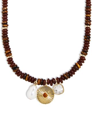 Malia Multi Charm Beaded Pendant Necklace, 17-20"