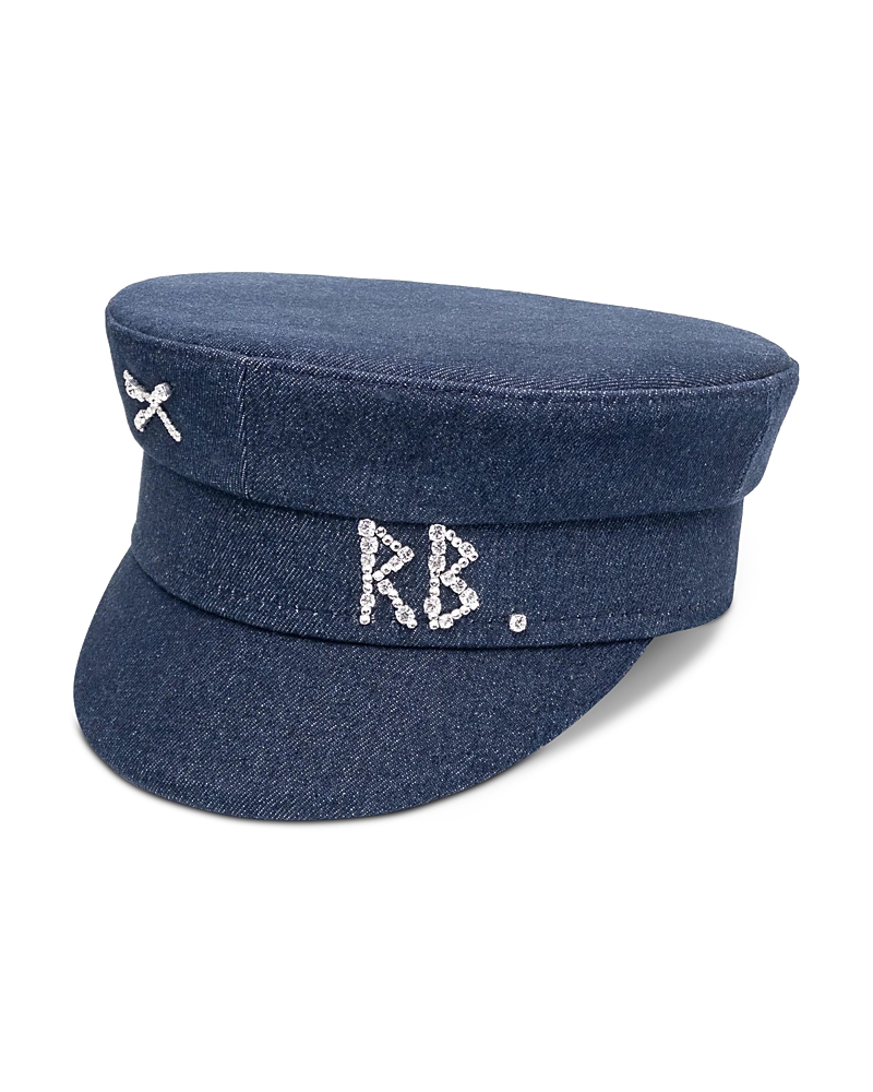 Ruslan Baginskiy Embellished Navy Blue Baker Boy Cap