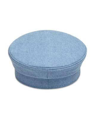 Monogram Embellished Denim Baker Boy Cap