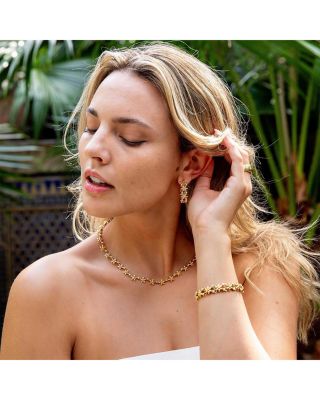 Jasmine Imitation Pearl Flower Hoop Earrings