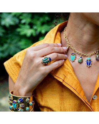 Lapis Lazuli & Malachite Scarab Grande Ring