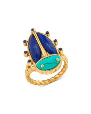 Turquoise & Lapis Lazuli Scarab Grande Ring