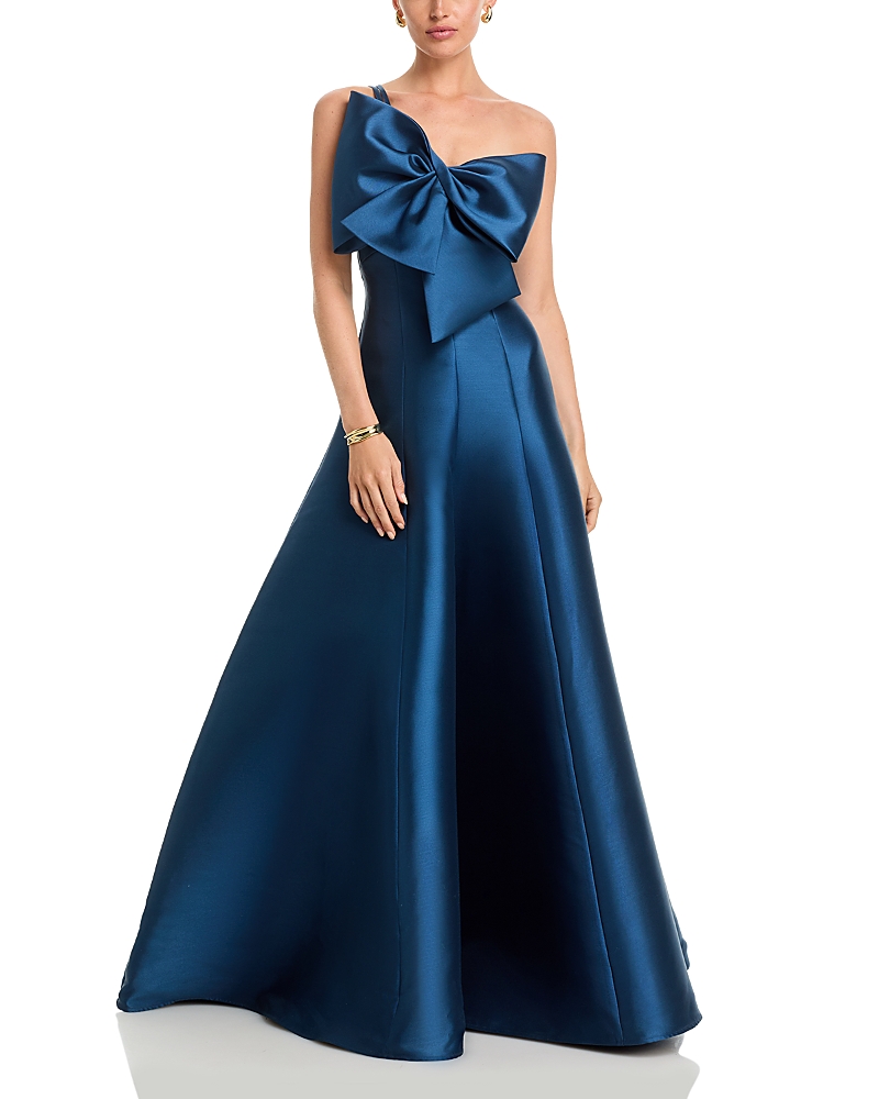Amsale Mikado Double Strap Bow Gown