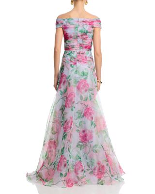 Organza Ruffled Rosette Gown