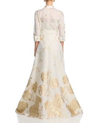 Metallic Jacquard Shirtwaist Gown