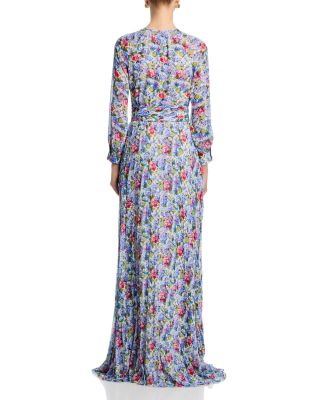 Chiffon Long Sleeve Pleated Gown