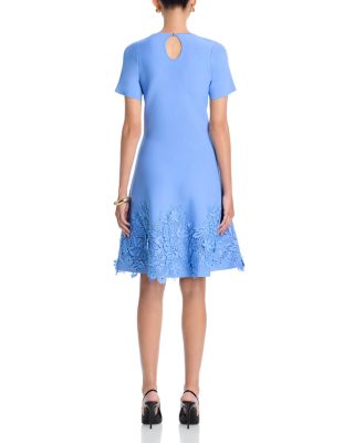 Short Sleeve Lace Hem Knit Dress