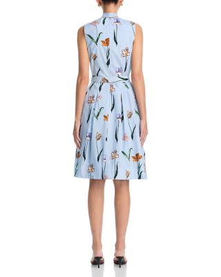 Cotton Print Tie Neck Dress
