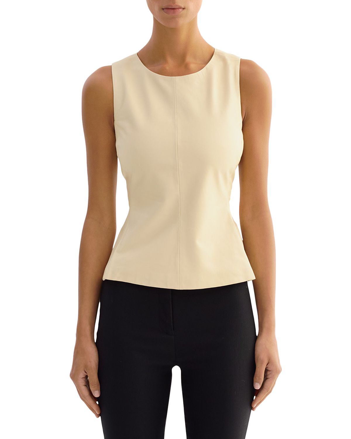 Lamarque Leather Peplum Hem Top